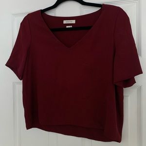 Women’s Aritzia Babaton Crop Dress Shirt in Maroon Sz Small